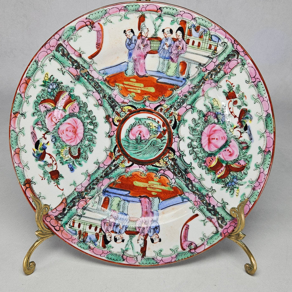 Chinese export Famille Rose Rose Medallion figural floral plate with court scene decoration, Collectibles by Deon