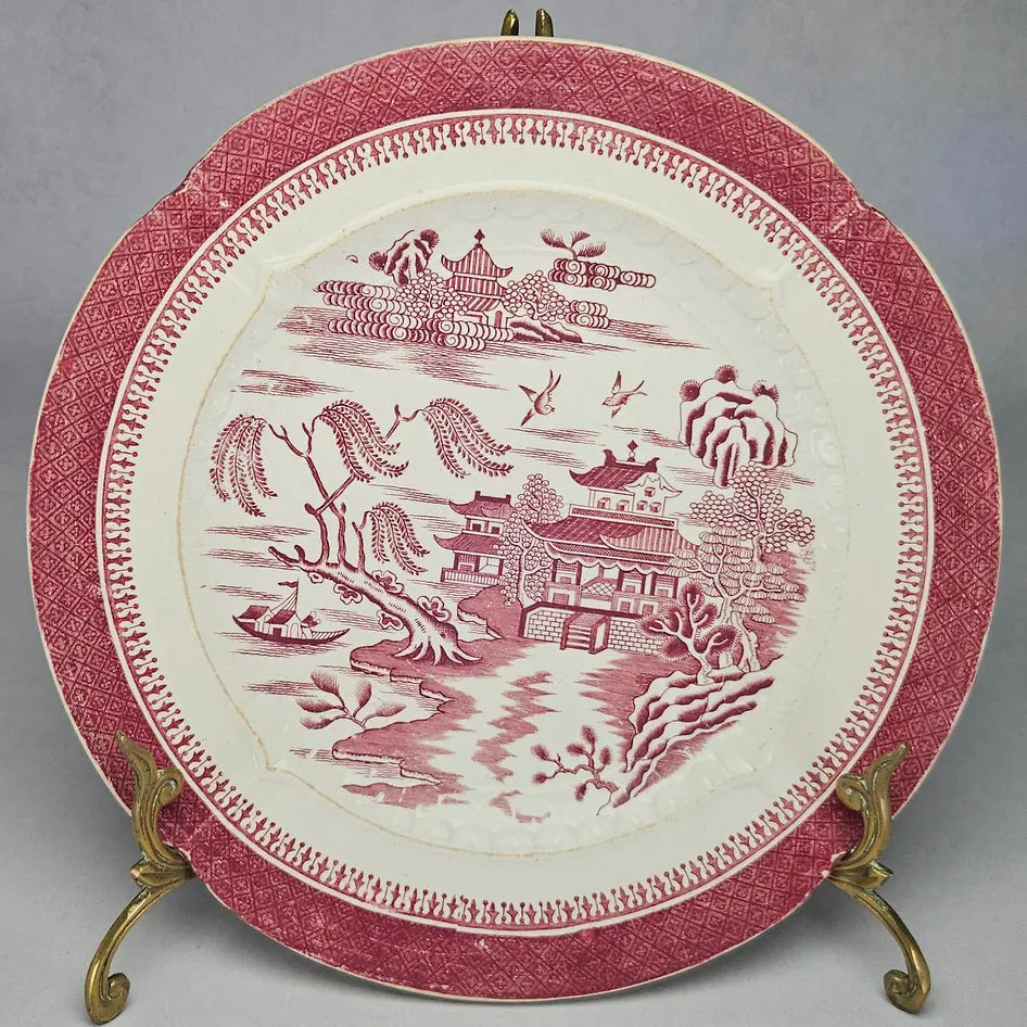 W.T. Copeland & Sons Red Willow chinoiserie transferware plate, late 19th century Staffordshire pottery