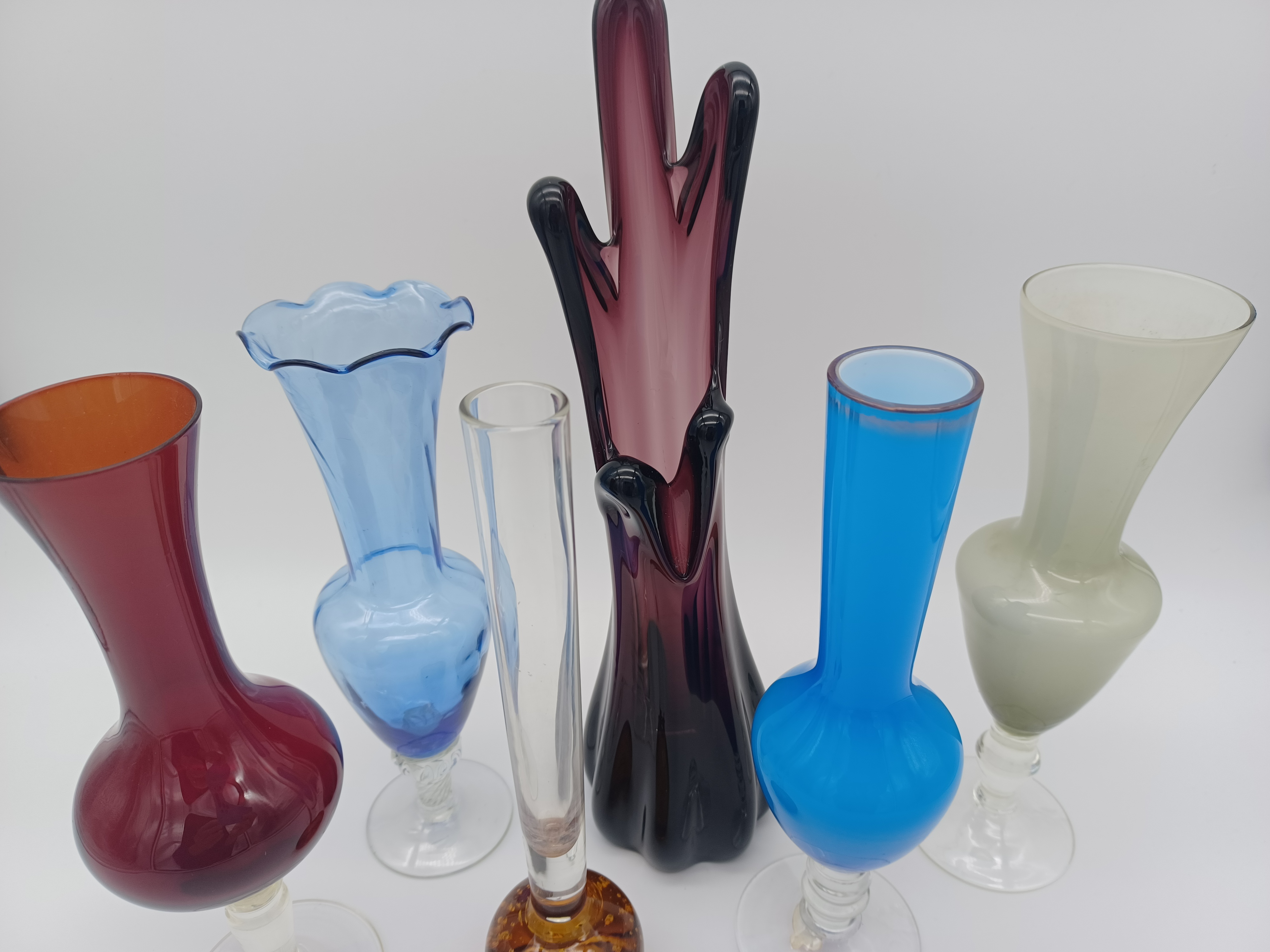 Vintage Vase Decorative Glass Vases, Embossed Colored Glass