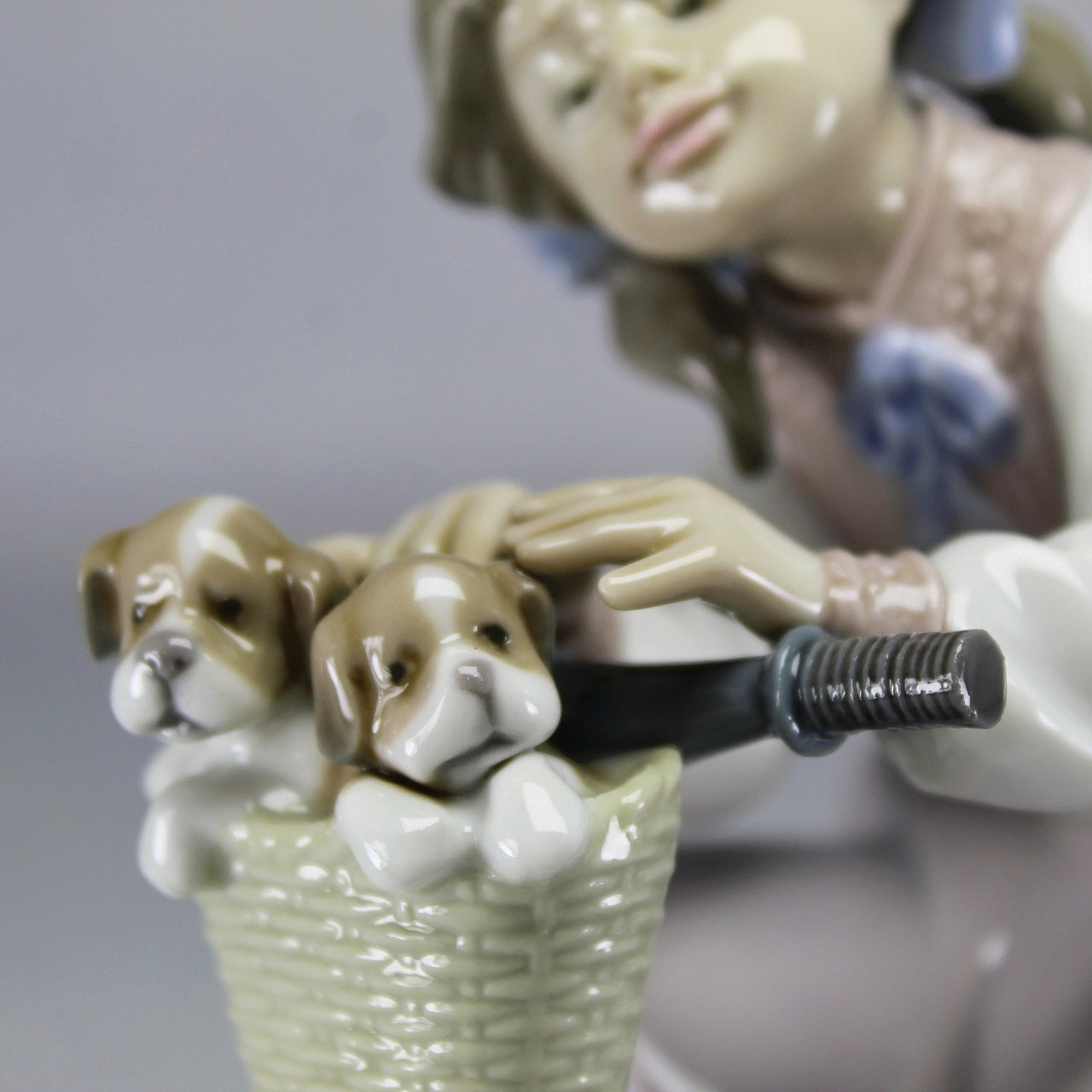 Lladró Girl on Bicycle with Puppies Porcelain Figurine Model 5680