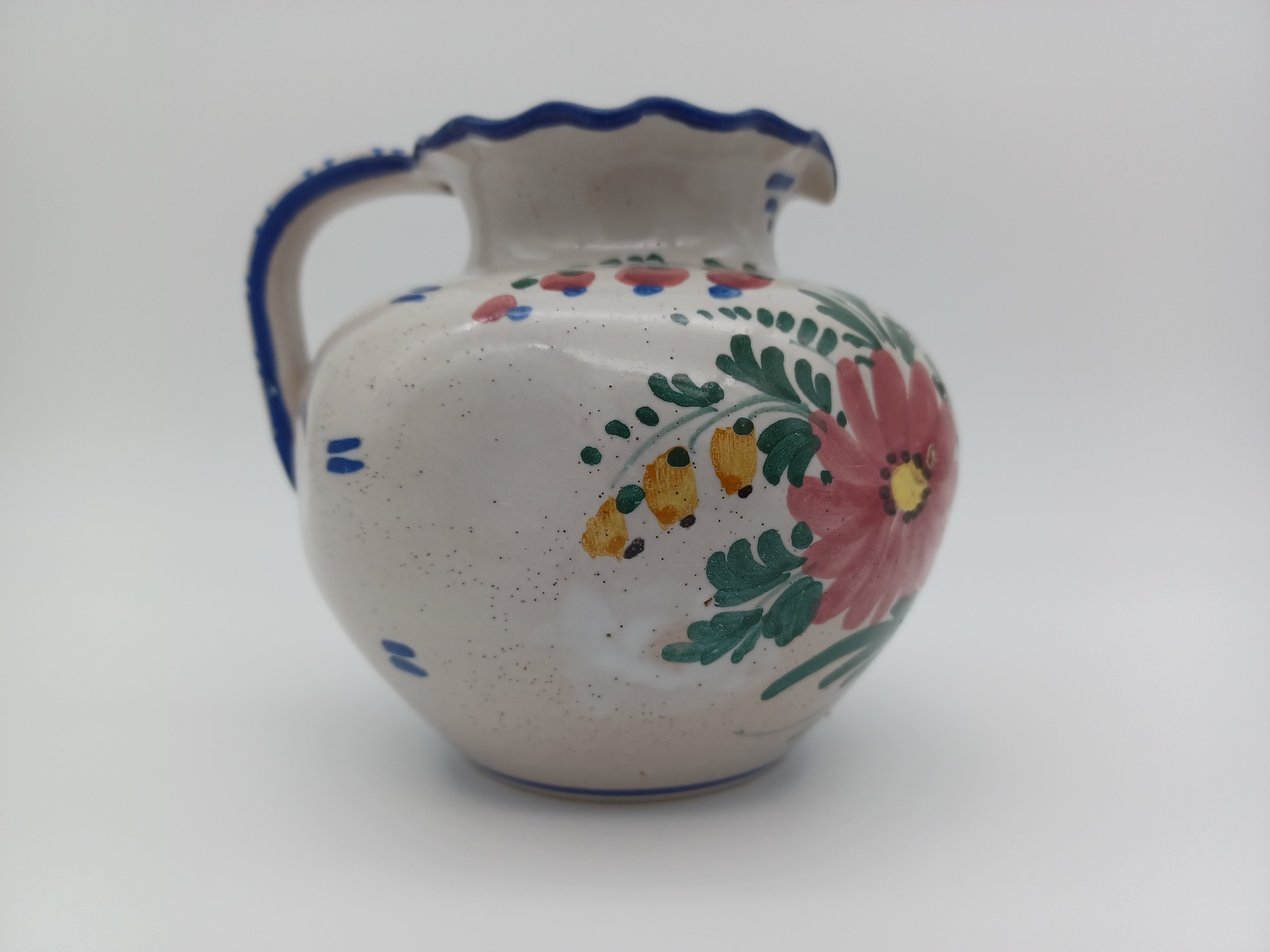 Belari Hand Painted in Italy 8” Tall Ceramic Floral Serving Pitcher