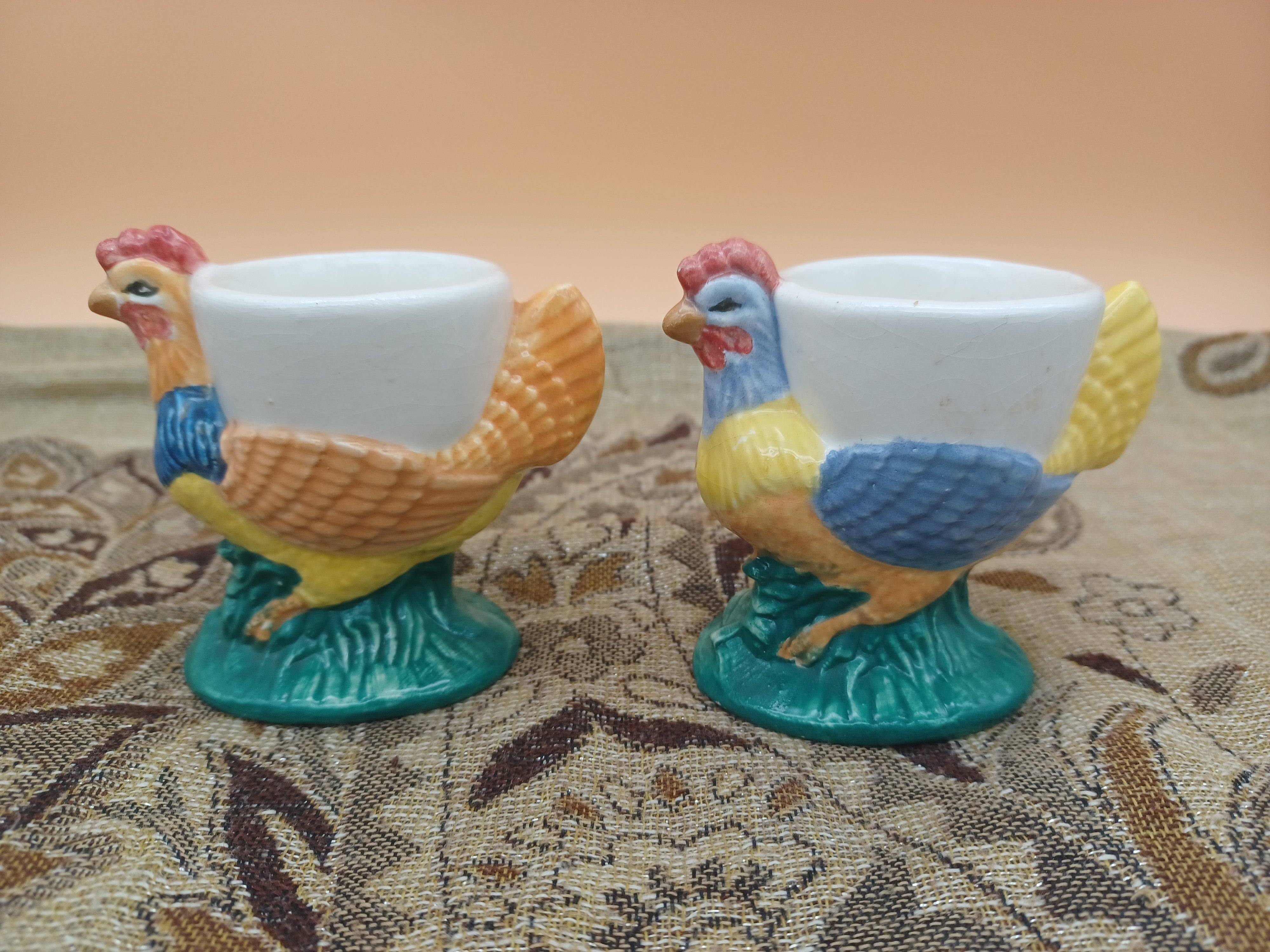 Hand Painted Colorful Ceramic Chicken Egg Holder -  Israel