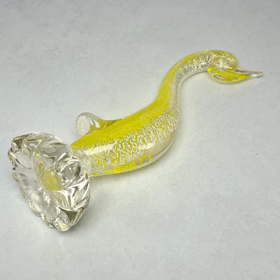 Mid-Century Clear and Yellow Art Glass Duck Sculpture