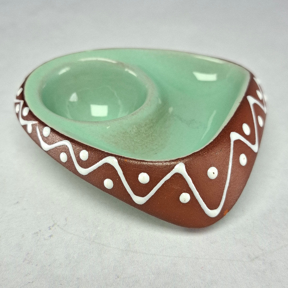 Kalahari Pottery Mint and Terracotta Hand-Painted Egg Holder