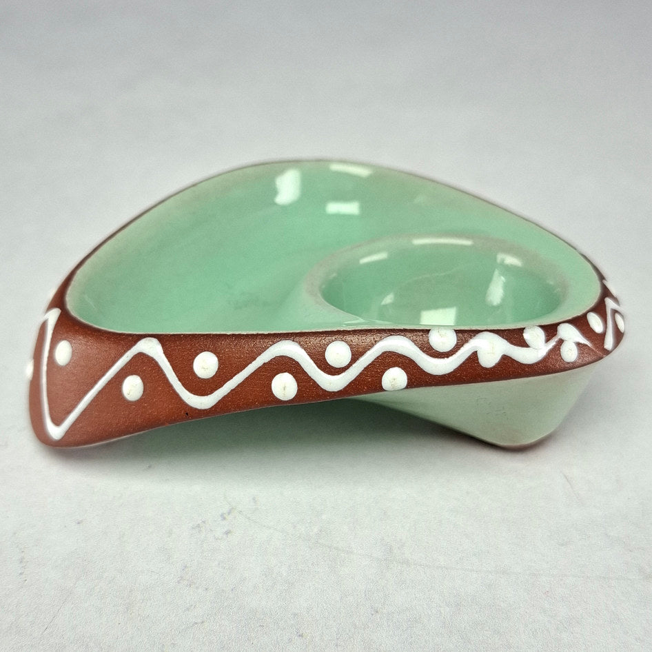 Kalahari Pottery Mint and Terracotta Hand-Painted Egg Holder