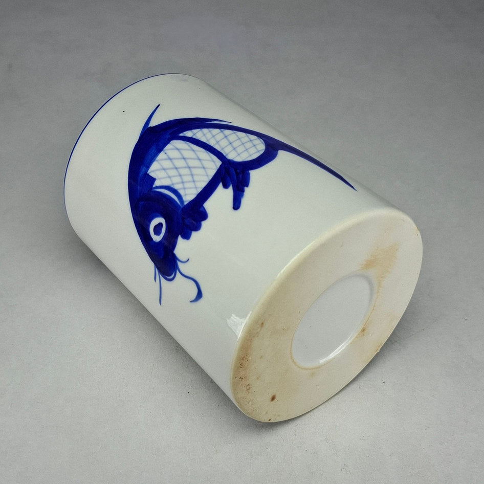 Blue and White Porcelain Koi Design Pot