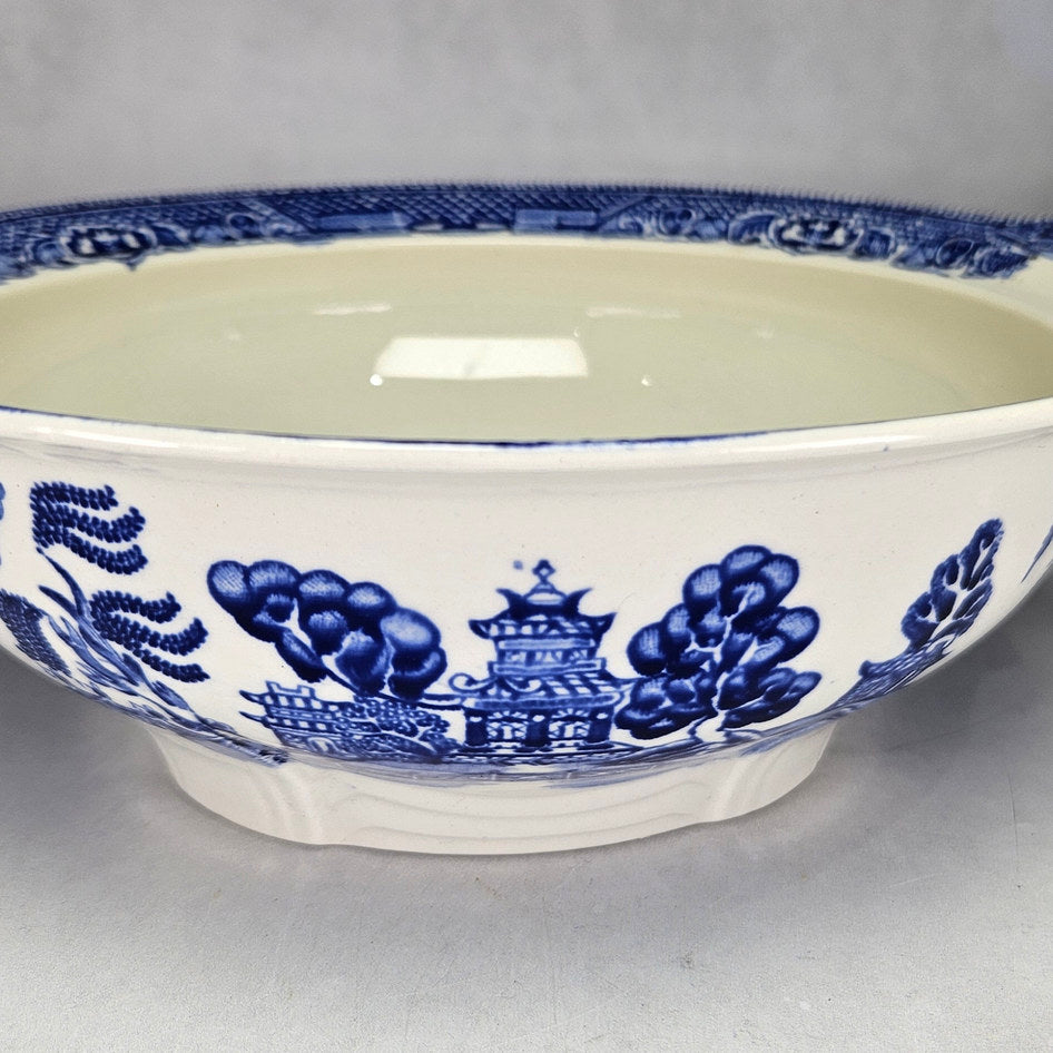 Alfred Meakin Old Willow Blue and White Handled Serving Bowl, view 2