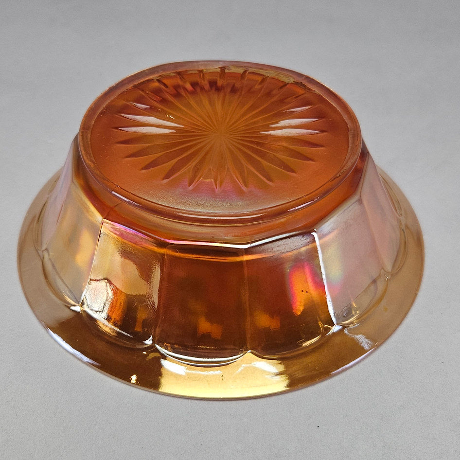 Amber Iridescent Pressed Glass Sweet Bowl in Carnival Style