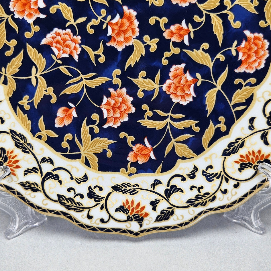 Anisa cobalt floral side plate with close floral and border details