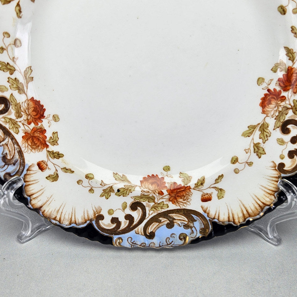 Aynsley floral scalloped side plate showing its shaped ceramic form