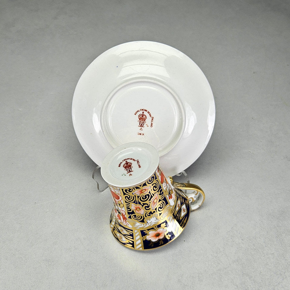 Royal Crown Derby coffee cup with gilt Imari decoration