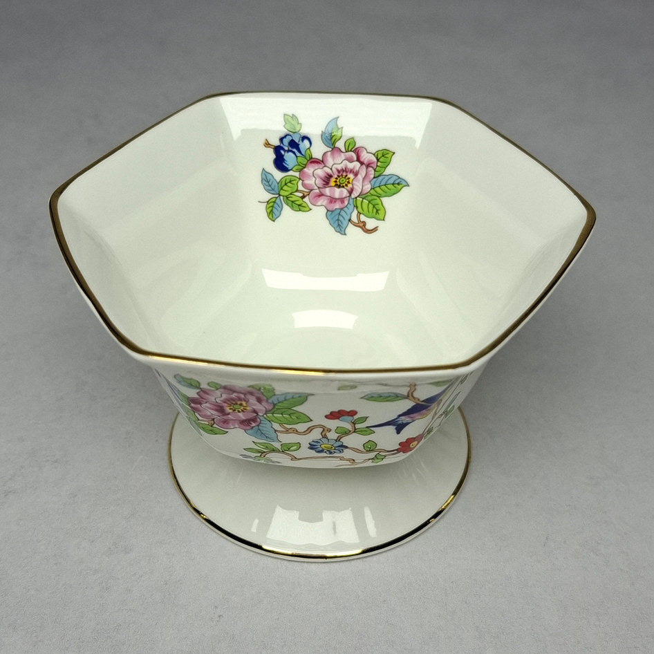 Aynsley Fine Bone China Footed Sugar Bowl with Bird and Floral Motif