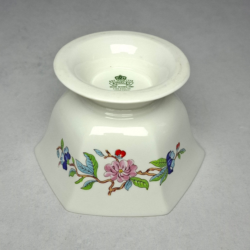 Aynsley Fine Bone China Footed Sugar Bowl with Bird and Floral Motif