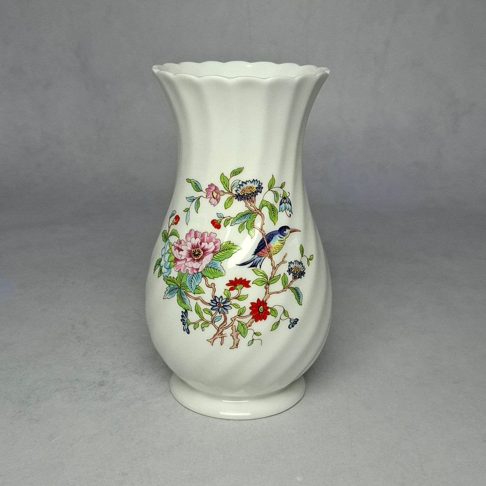 Aynsley Pembroke Fine Bone China Vase with Bird and Floral Motif