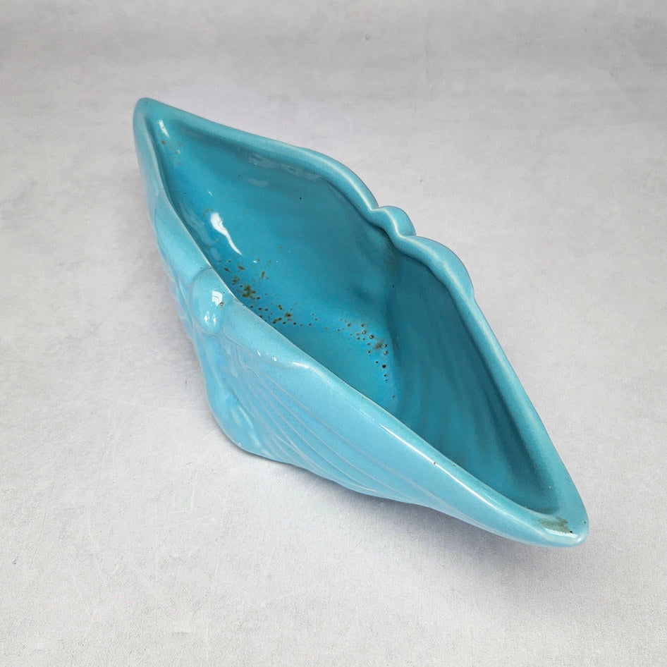BEP Ware turquoise ceramic posy vase with outstretched wing relief