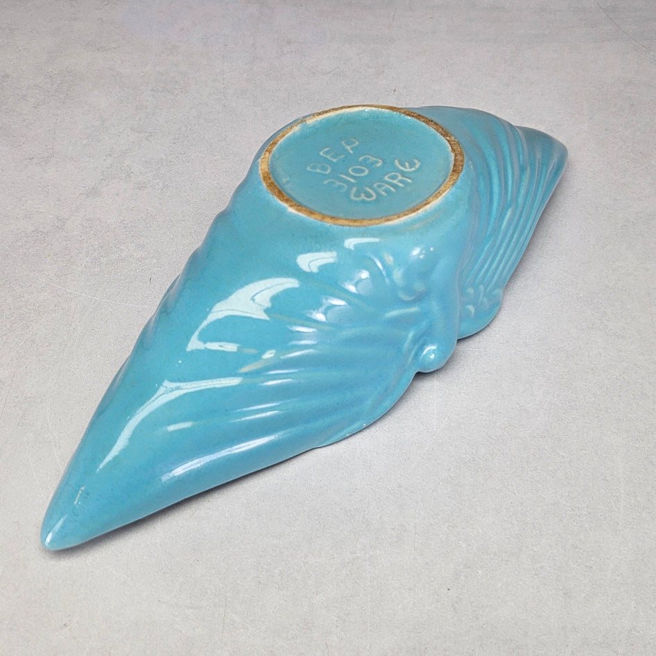 BEP Ware turquoise ceramic posy vase with outstretched wing relief