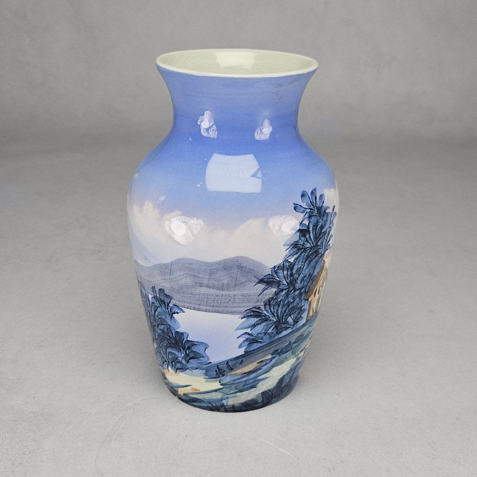 Bepi Signed Hand-Painted Landscape Ceramic Vase