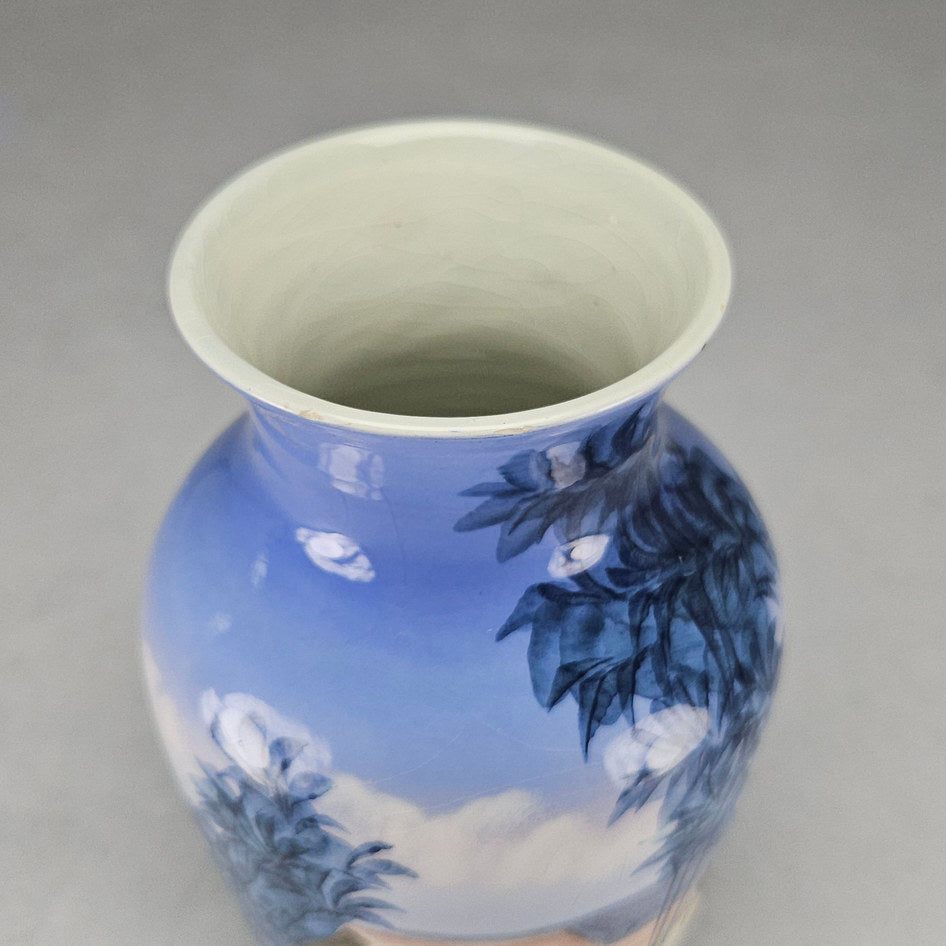 Bepi Signed Hand-Painted Landscape Ceramic Vase