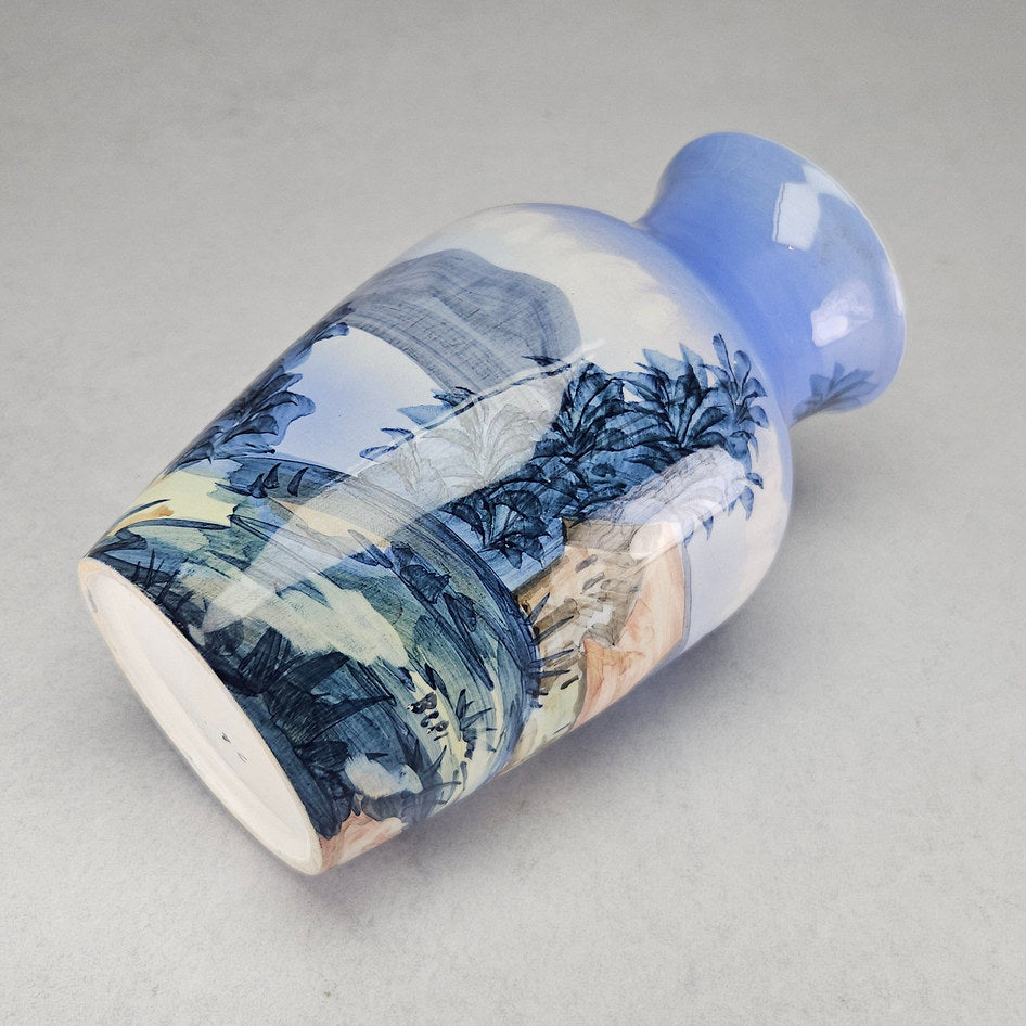 Bepi Signed Hand-Painted Landscape Ceramic Vase