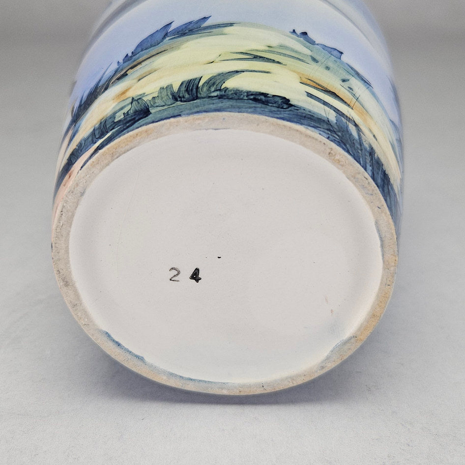 Bepi Signed Hand-Painted Landscape Ceramic Vase
