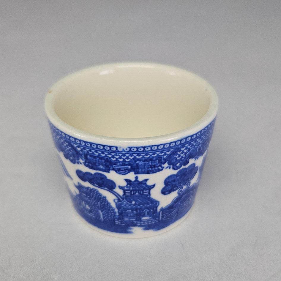 Blue and White Willow-Style Ceramic Toothpick Holder