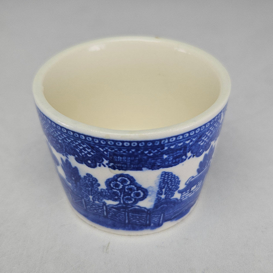 Blue and White Willow-Style Ceramic Toothpick Holder