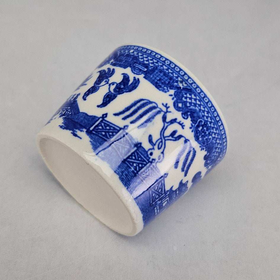 Blue and White Willow-Style Ceramic Toothpick Holder