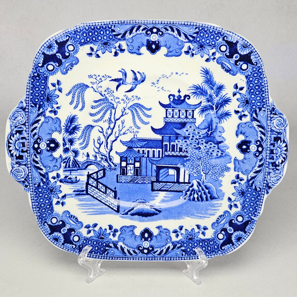 Burleigh Ware Willow Blue and White Rectangular Handled Serving Tray