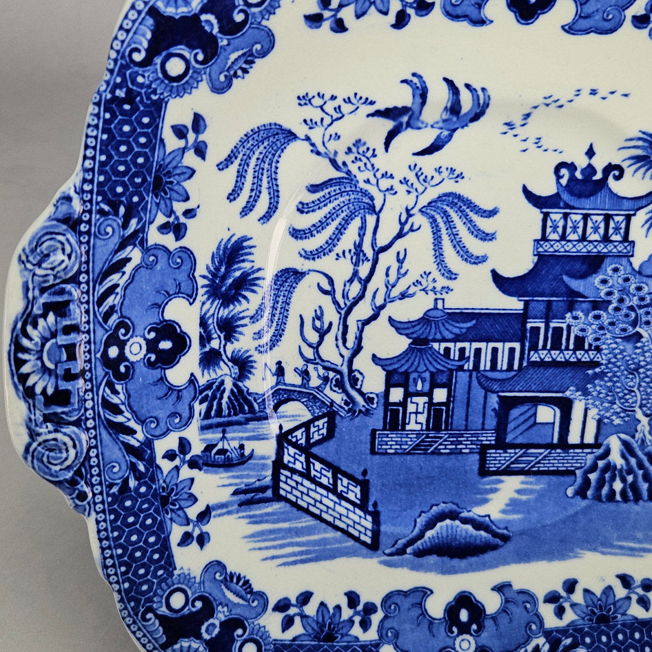 Burleigh Ware Willow Blue and White Rectangular Handled Serving Tray