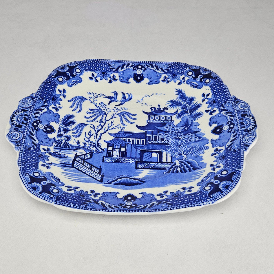 Burleigh Ware Willow Blue and White Rectangular Handled Serving Tray