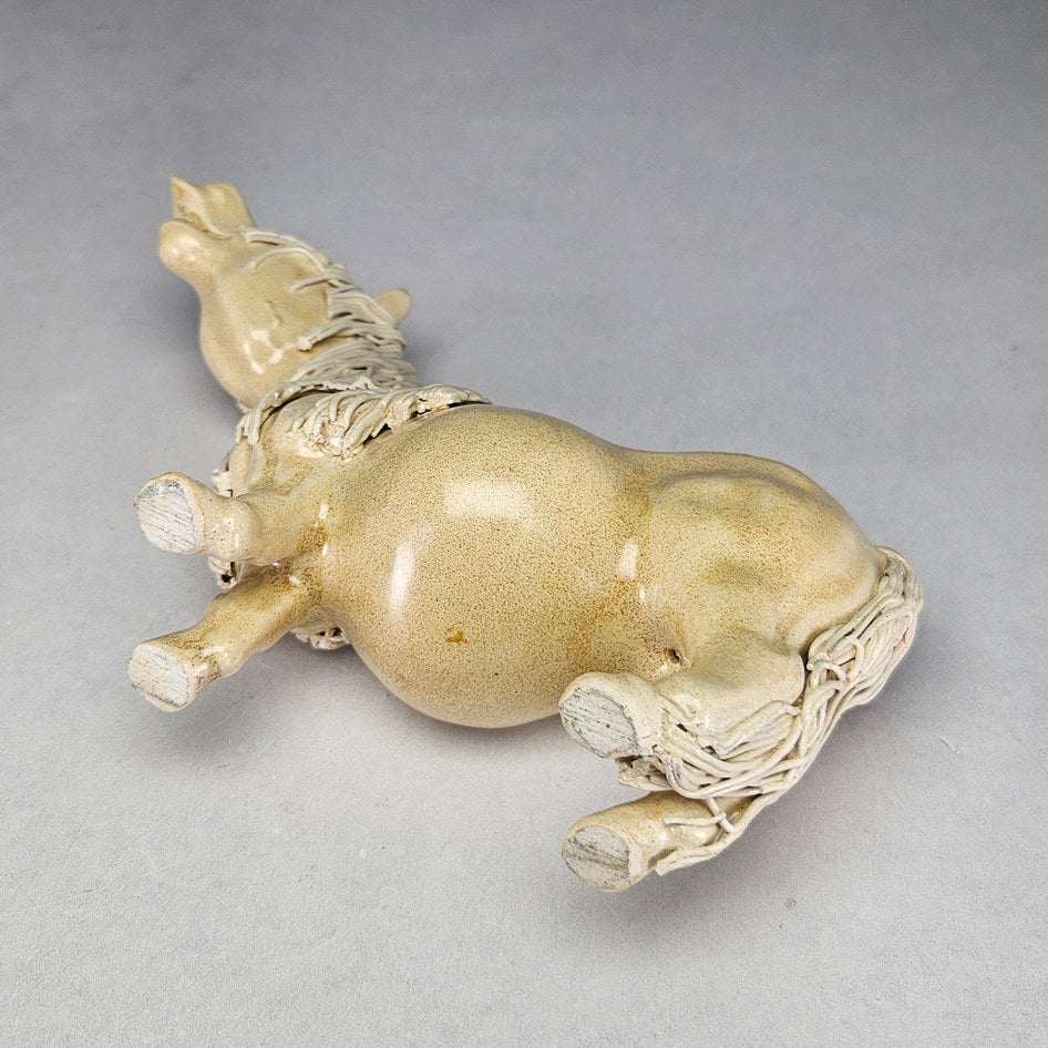 Tan Cheval Ceramics speckled standing pony with cream mane