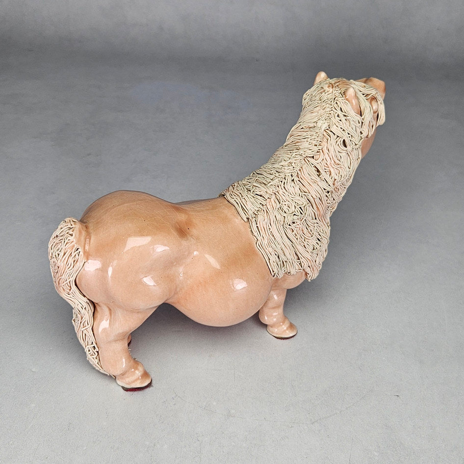 Pink Cheval Ceramics standing comical pony with cream mane