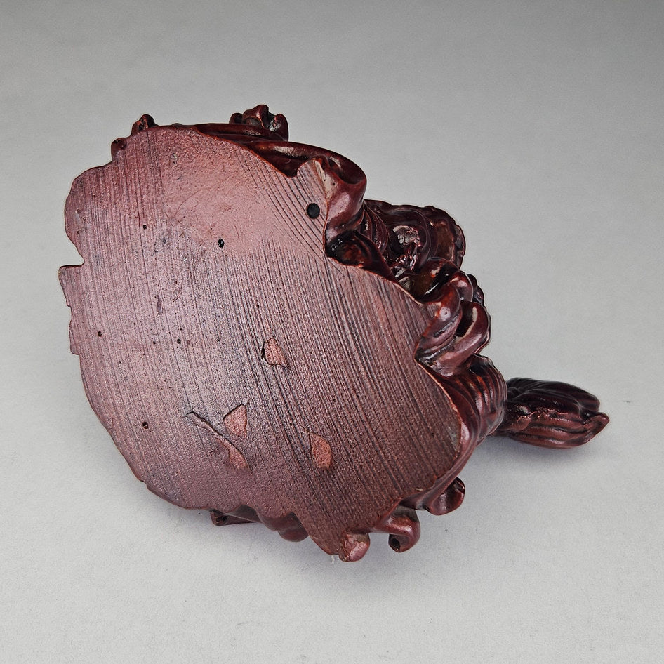 Chinese Fiery Red Lacquered Resin Dragon Statue
