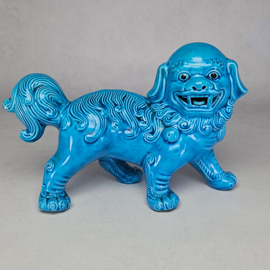 Chinese Turquoise Glazed Porcelain Foo Dog Statue