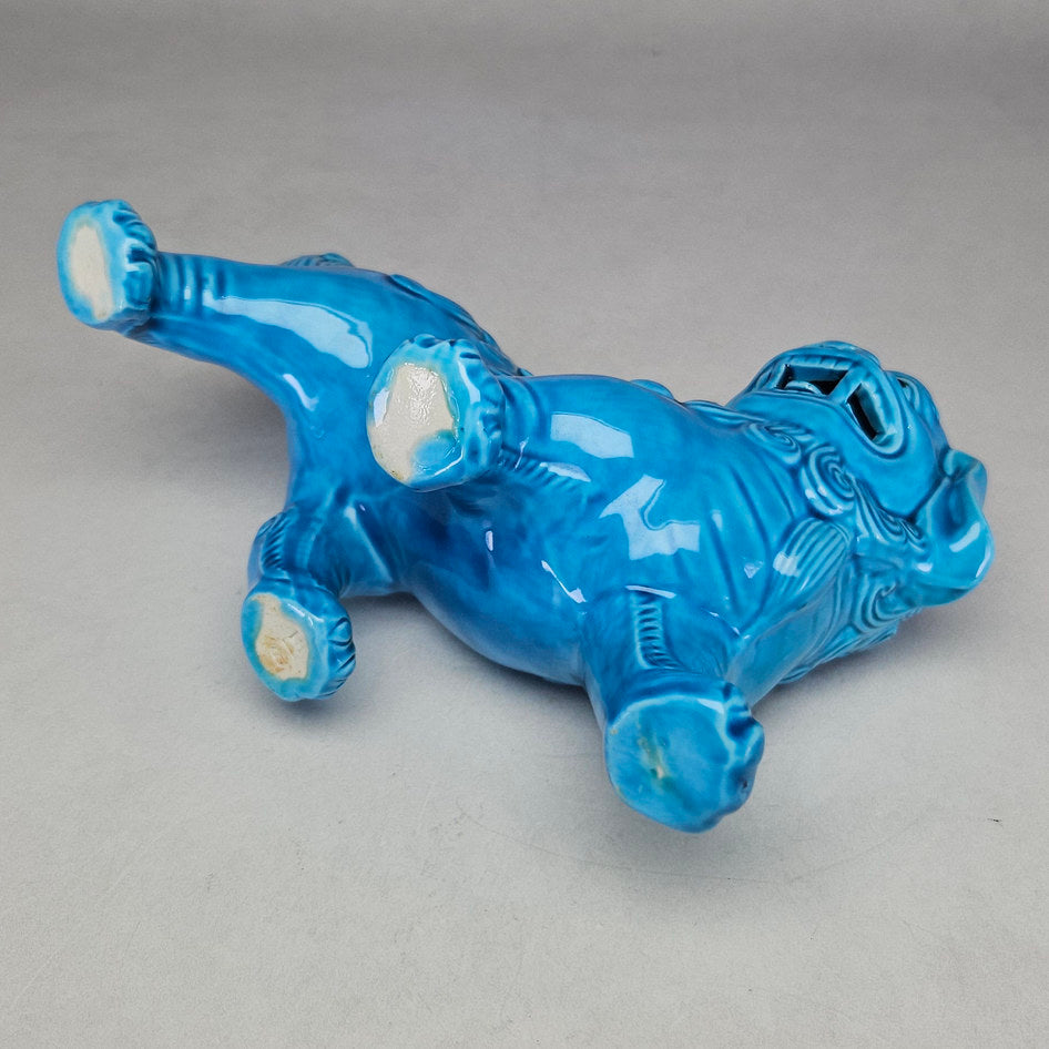 Chinese Turquoise Glazed Porcelain Foo Dog Statue