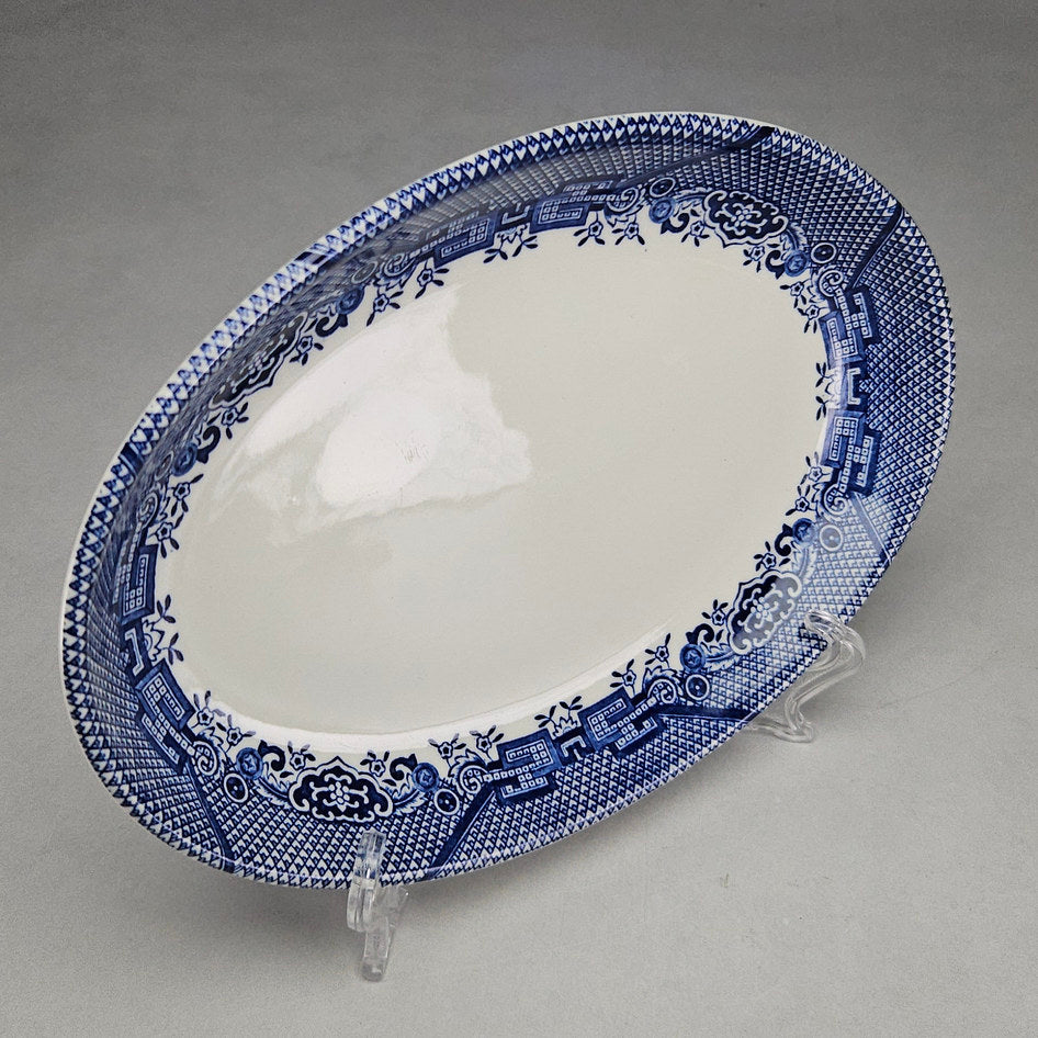 Churchill Blue and White English Oval Serving Bowl