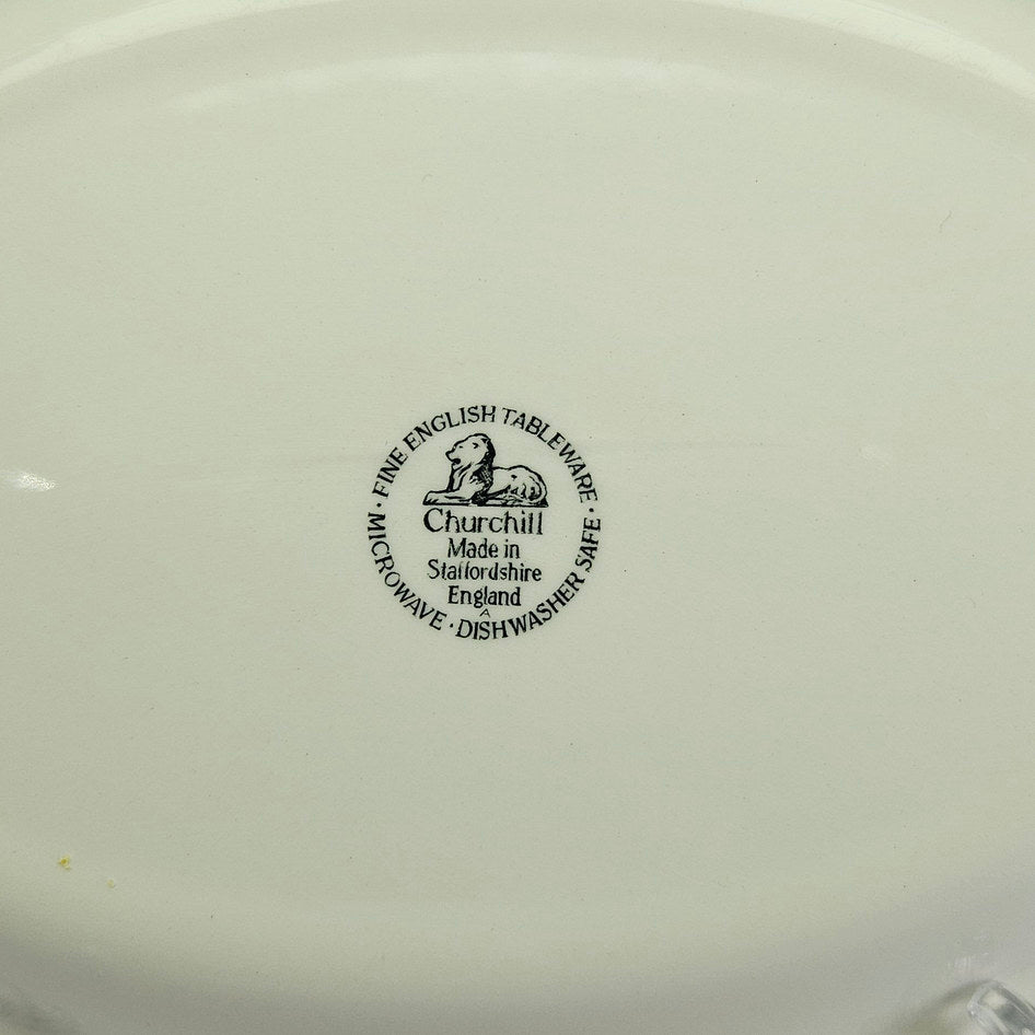 Churchill Blue and White English Oval Serving Bowl