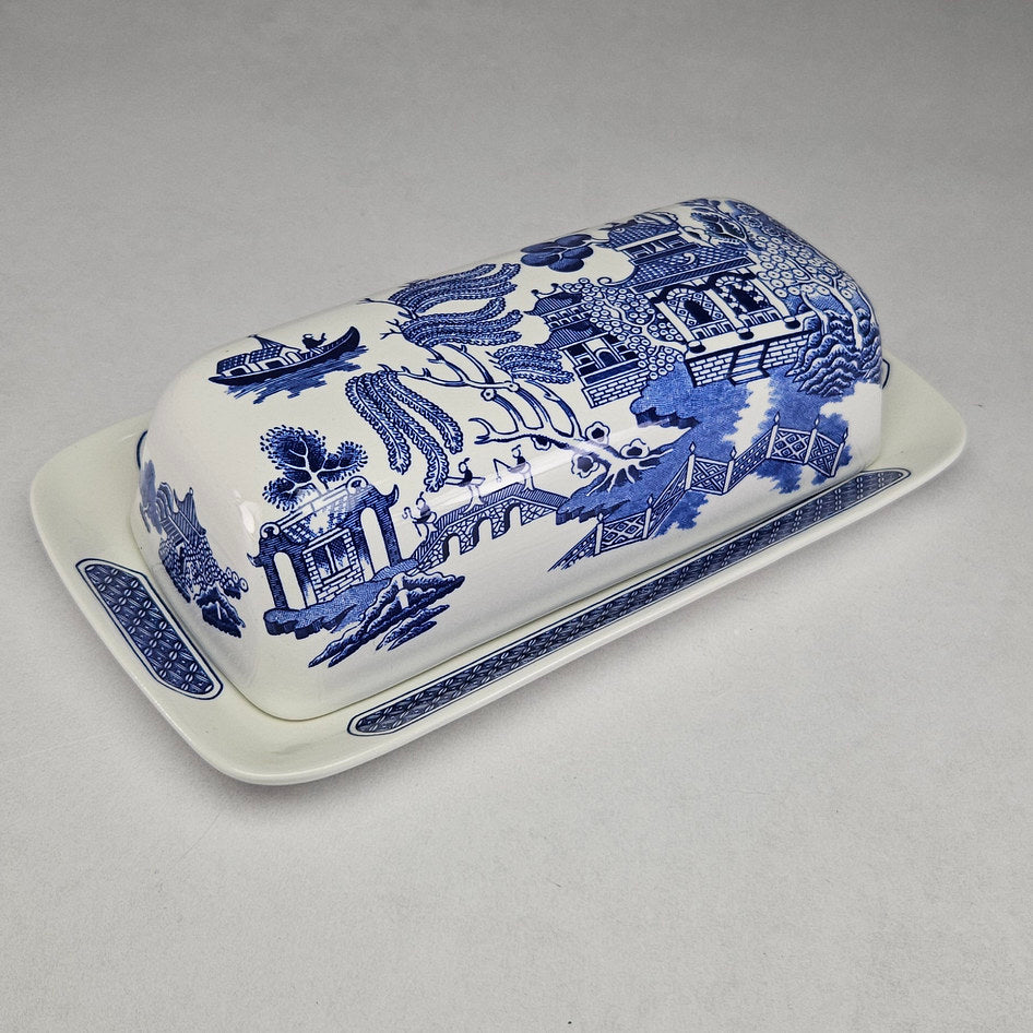 Churchill Blue Willow English Covered Butter Dish