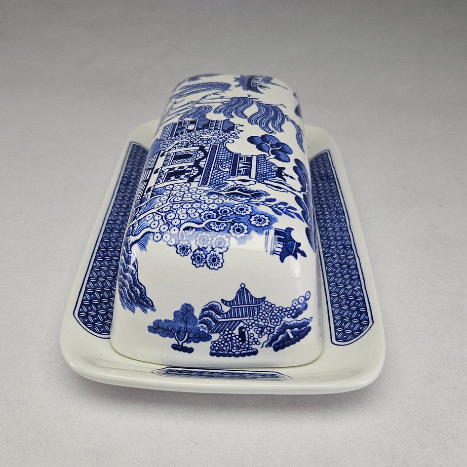 Churchill Blue Willow English Covered Butter Dish