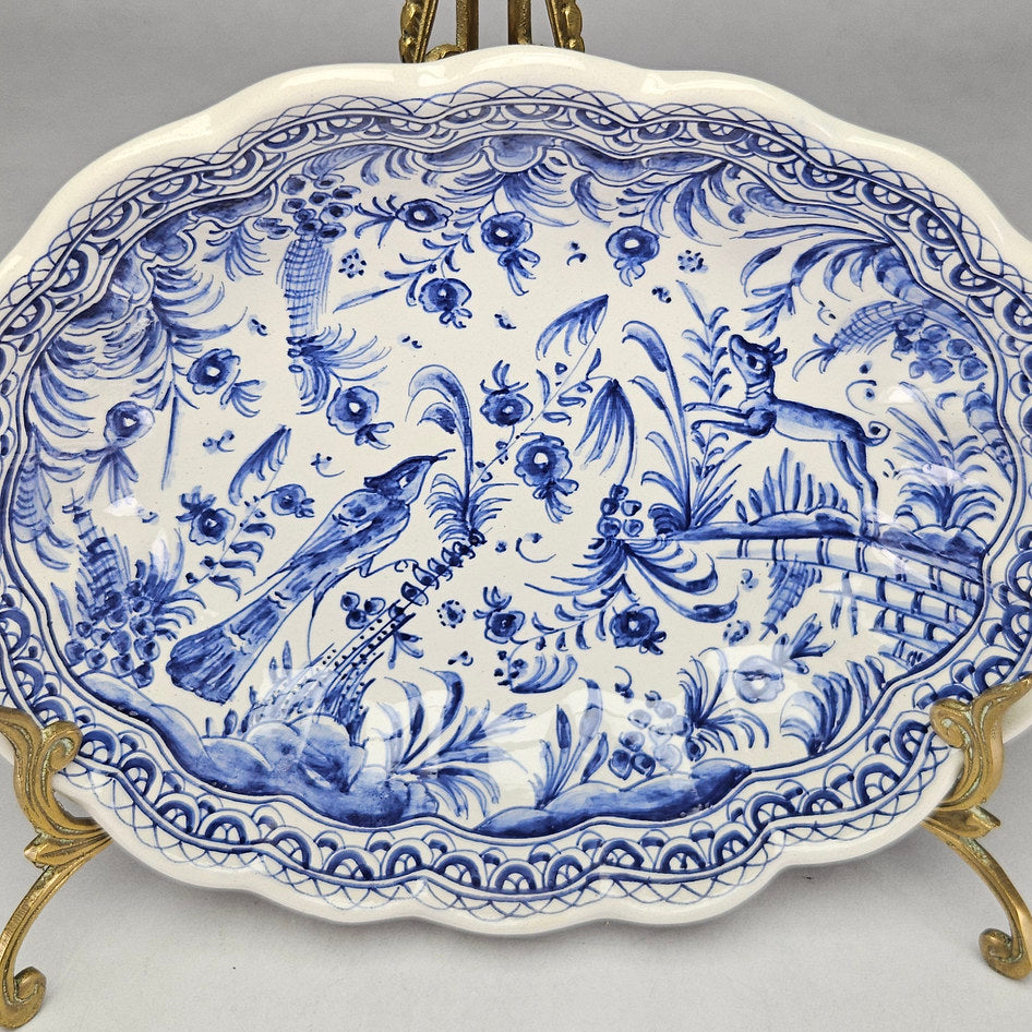 Conimbriga Hand-Painted Coimbra-Style Ceramic Bowl in Blue and White Pattern