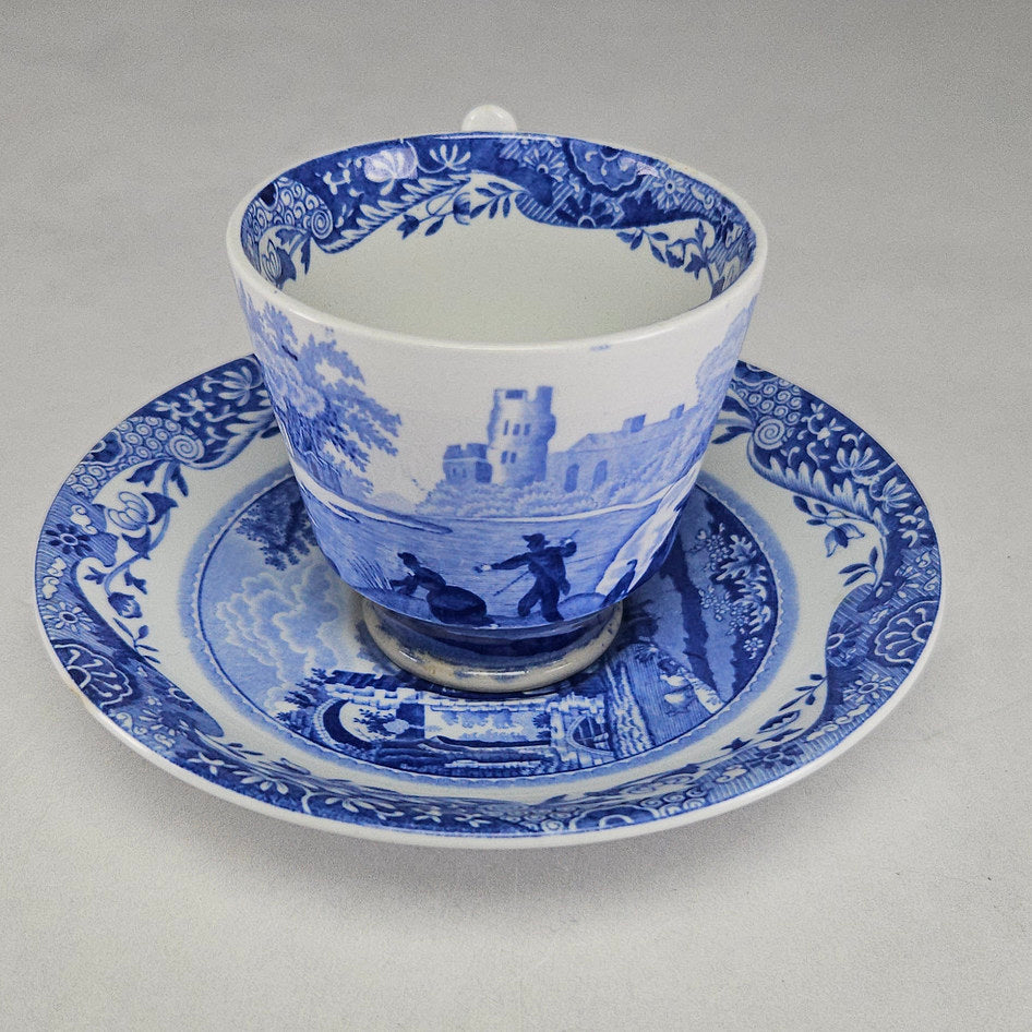 Blue Italian pattern detail on Copeland Spode demitasse set