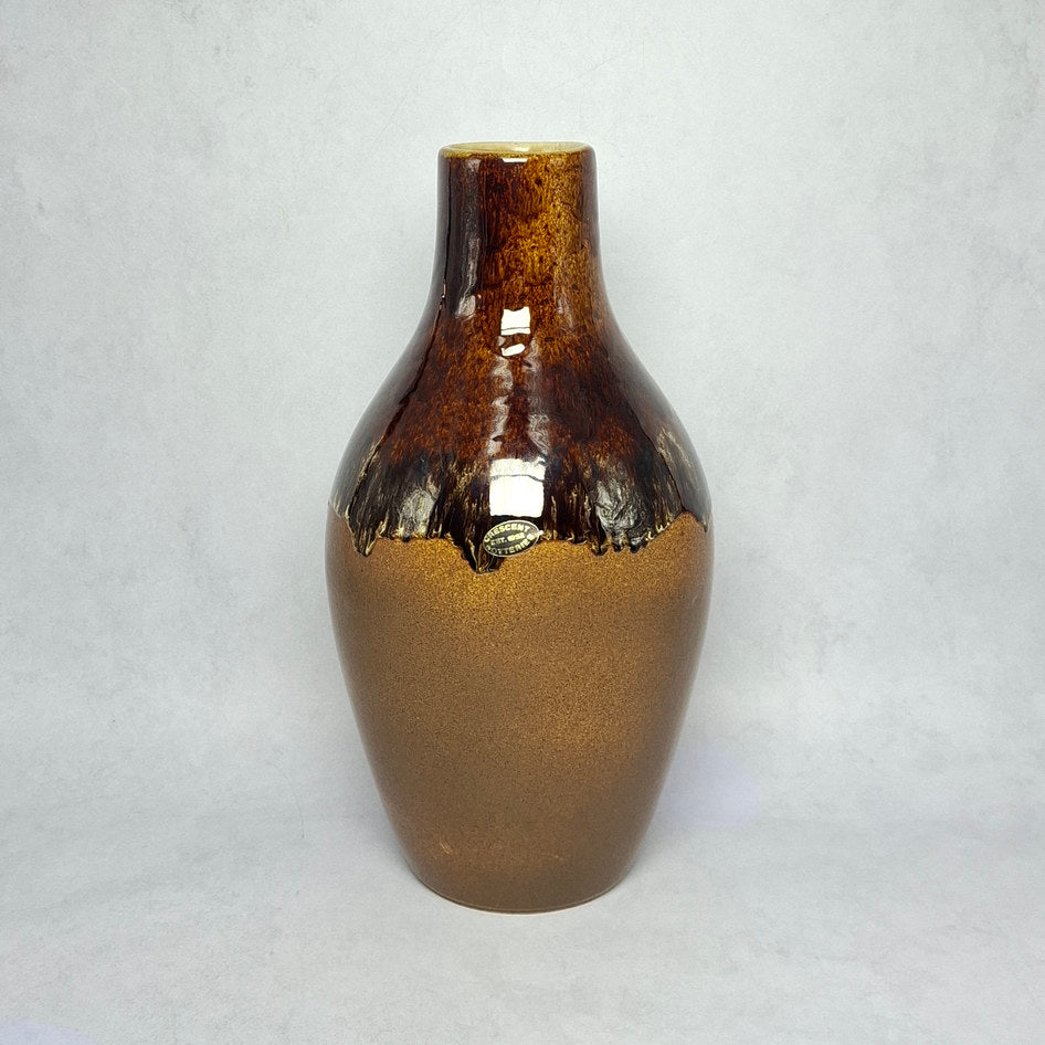 Crescent Potteries Extra Large Brown Drip-Glaze Floor Vase