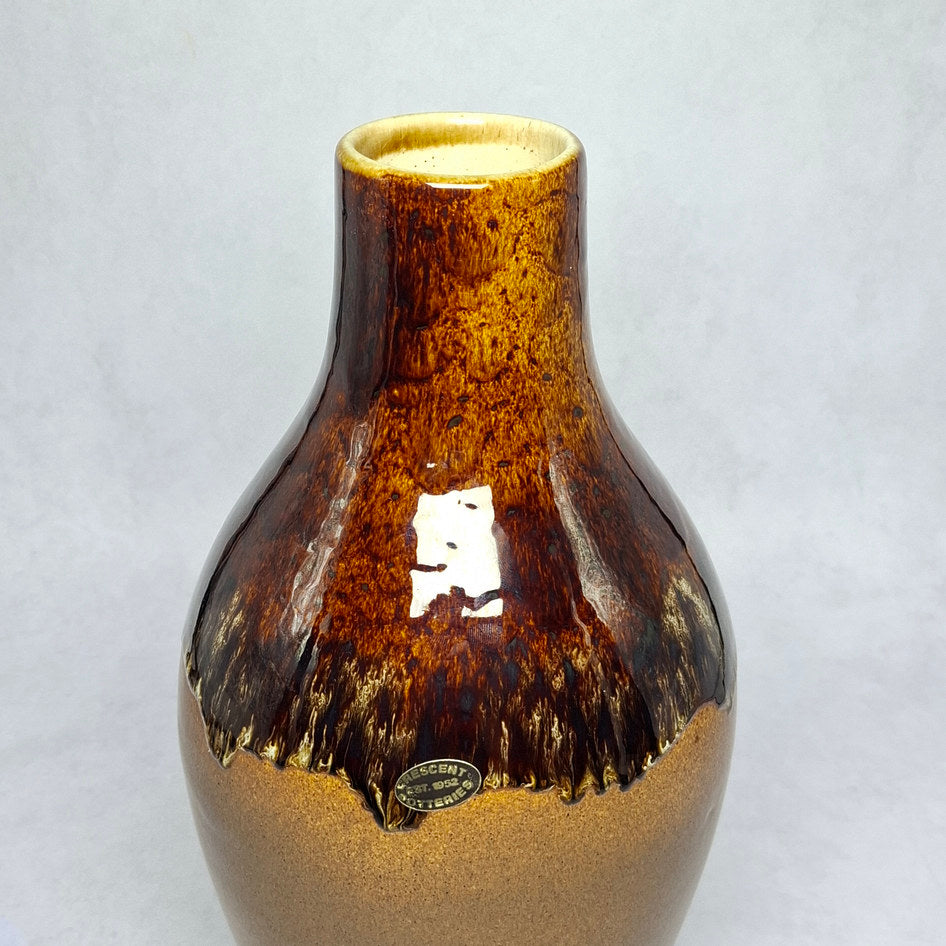Crescent Potteries Extra Large Brown Drip-Glaze Floor Vase