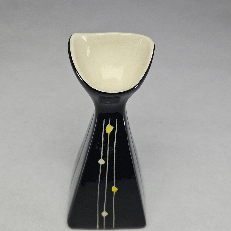 Crescent Pottery Hand Decorated Black Geometric Bud Vase