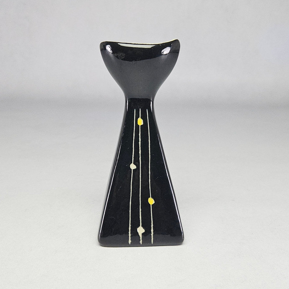 Crescent Pottery Hand Decorated Black Geometric Bud Vase