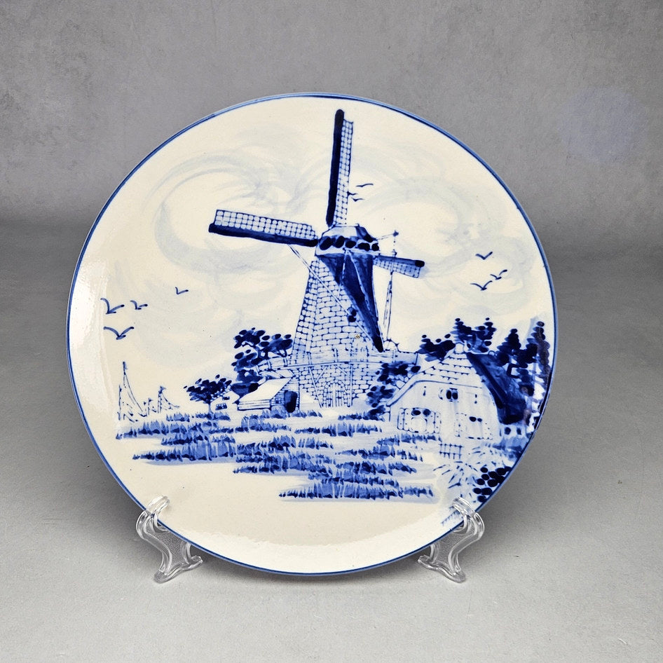 Delft Blue Windmill Landscape Wall Plate, product view 1