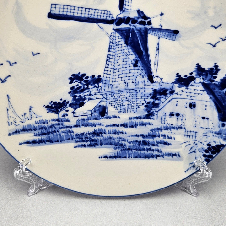 Delft Blue Windmill Landscape Wall Plate, product view 4