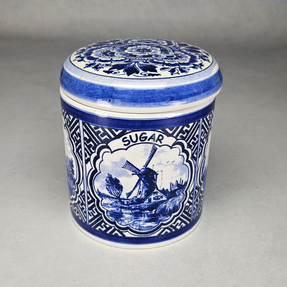 Hand-Painted Delfts Blauw Sugar Canister with Lid, product view 1