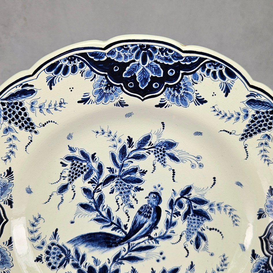 Delfts Blue-and-White Bird and Floral Wall Plate, product view 4
