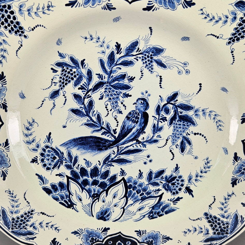 Delfts Blue-and-White Bird and Floral Wall Plate, product view 5